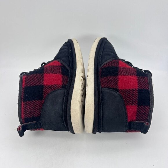 UGG Neumel Men Size 10 Wool Suede Classic Boot Plaid Tartan Red Black 1019683 - Picture 6 of 12